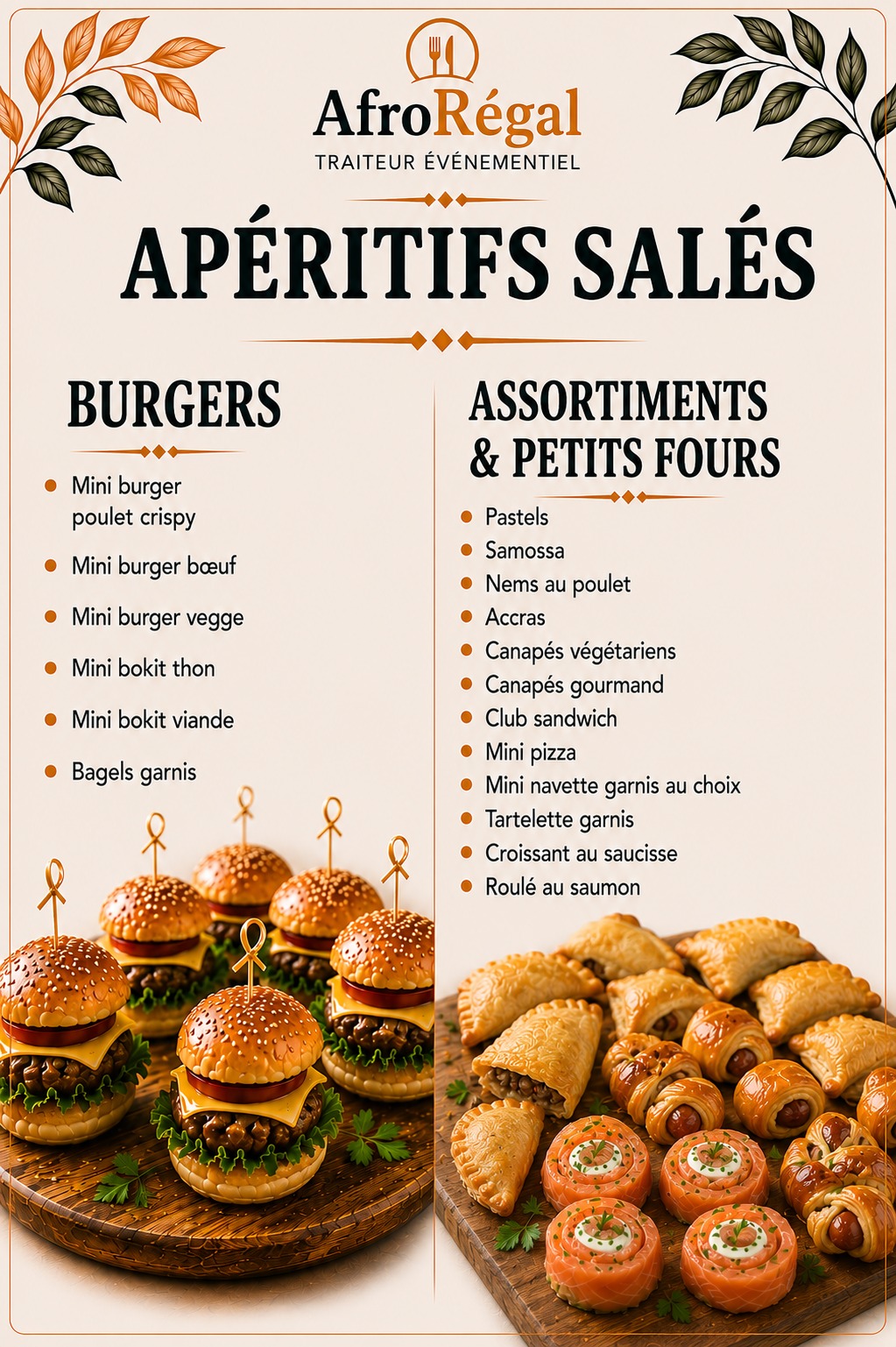 Apéritifs salés — Burgers & Petits fours